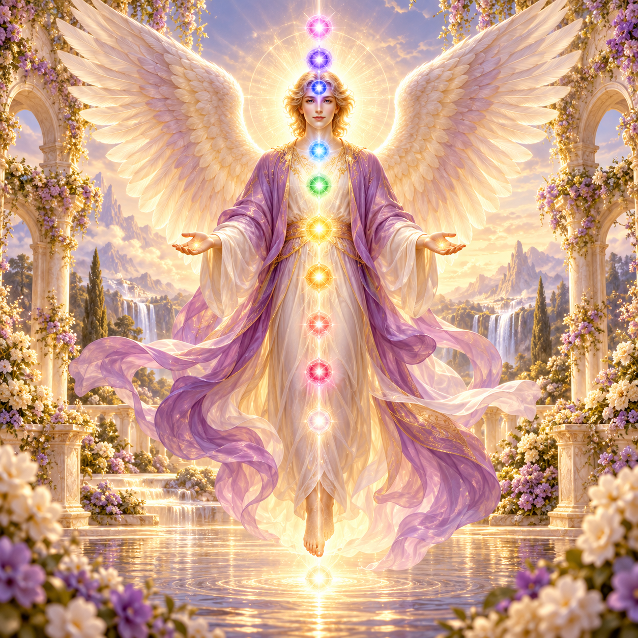 Chakrenausgleich – Engel mit zwölf Lichtpunkten als spirituelles Symbol